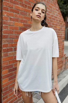 Unisex Beyaz Oversize Basic T-shirt BOVERSİZE