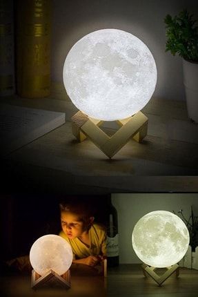 Çocuğunuz Içinde Müthiş Bir Hediye Olacak Ay Görünümlü 3d Ay Lamba Standlı Şarj Edilebilir Ay Lamba r0041b