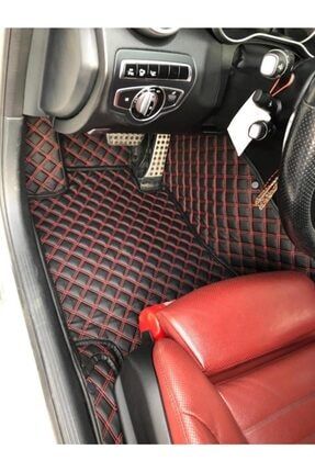 Dacia Sandero Stepway 2013-2020 Siyaha Kırmızı Renk Araca Özel Yeni Nesil Havuzlu Deri Paspas FYZ56