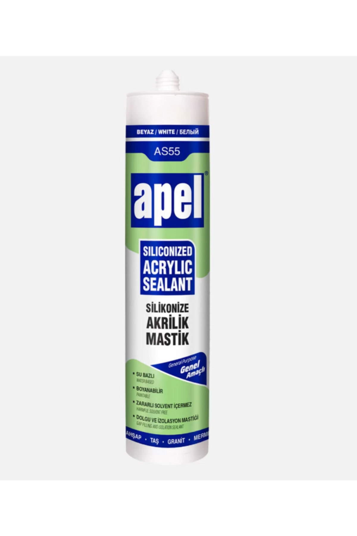 APEL Silikonize Akrilik Mastik Beyaz 500gr as50