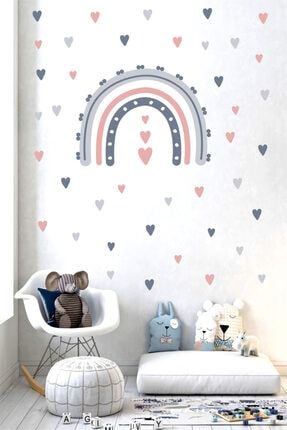 Kalpli Gökkuşağı Çocuk Odası Duvar Sticker bkds132