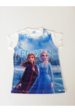 Kız Çocuk Frozen Elsa Baskılı Kısa Kollu Tişört ARB1052369
