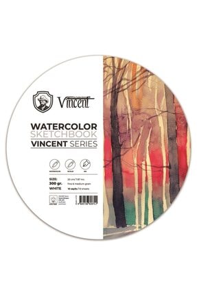 Vincent Vıncent Watercolor Daire Sketchbook 300gr 20cm 10 Sayfa Suluboya Defteri