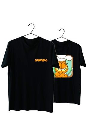 Aşçı Garfield Pamuklu Siyah Tişört vectorwearwtw87