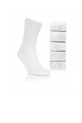 2 Çift Uzun Boy Düz Beyaz Basketbol Çorabı kürcan6541320