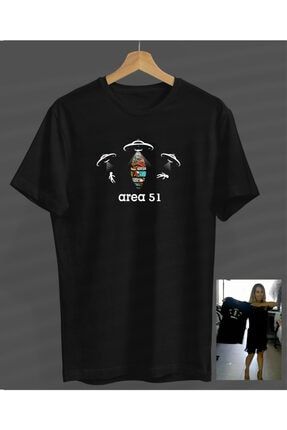 Unisex Kadın-erkek Siyah Area 51 Tasarım Yuvarlak Yaka T-shirt S23358044880SİYAHNVM