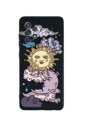 Samsung A32 Güneş Ay Premium Silikonlu Siyah Telefon Kılıfı MCSAMA32LGNSAY