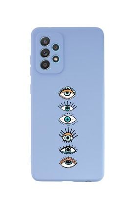 Samsung A52 Renkli Gözler Premium Silikonlu Lila Telefon Kılıfı MCSAMA52LRNKLGZLR