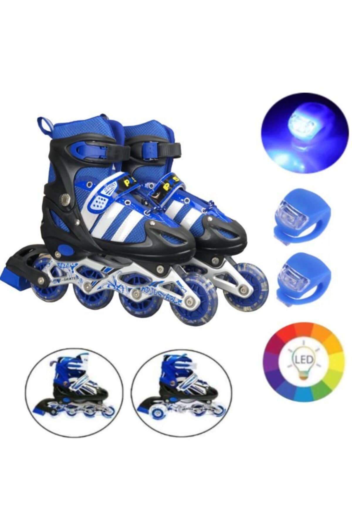 Illuminated Silicone Wheel Adjustable Kids Exercise Roller Skating 2 Function 2 Pcs Flashing Led Gift