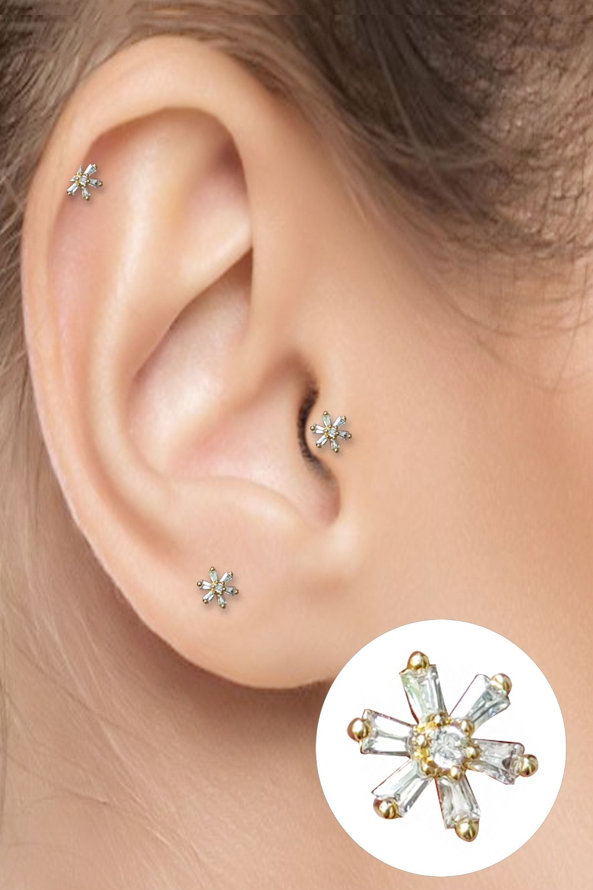 Tragus piercing new arrivals flower