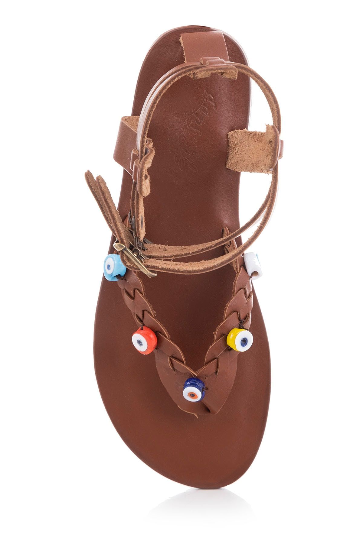 صندل چند رنگ زنانه چرمی اصلی دست ساز Taba Bodrum Sandal KK4049 DaphneSandals