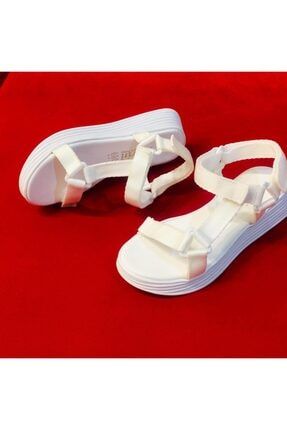 Kadın Beyaz Cırtlı Sandalet YVZ805