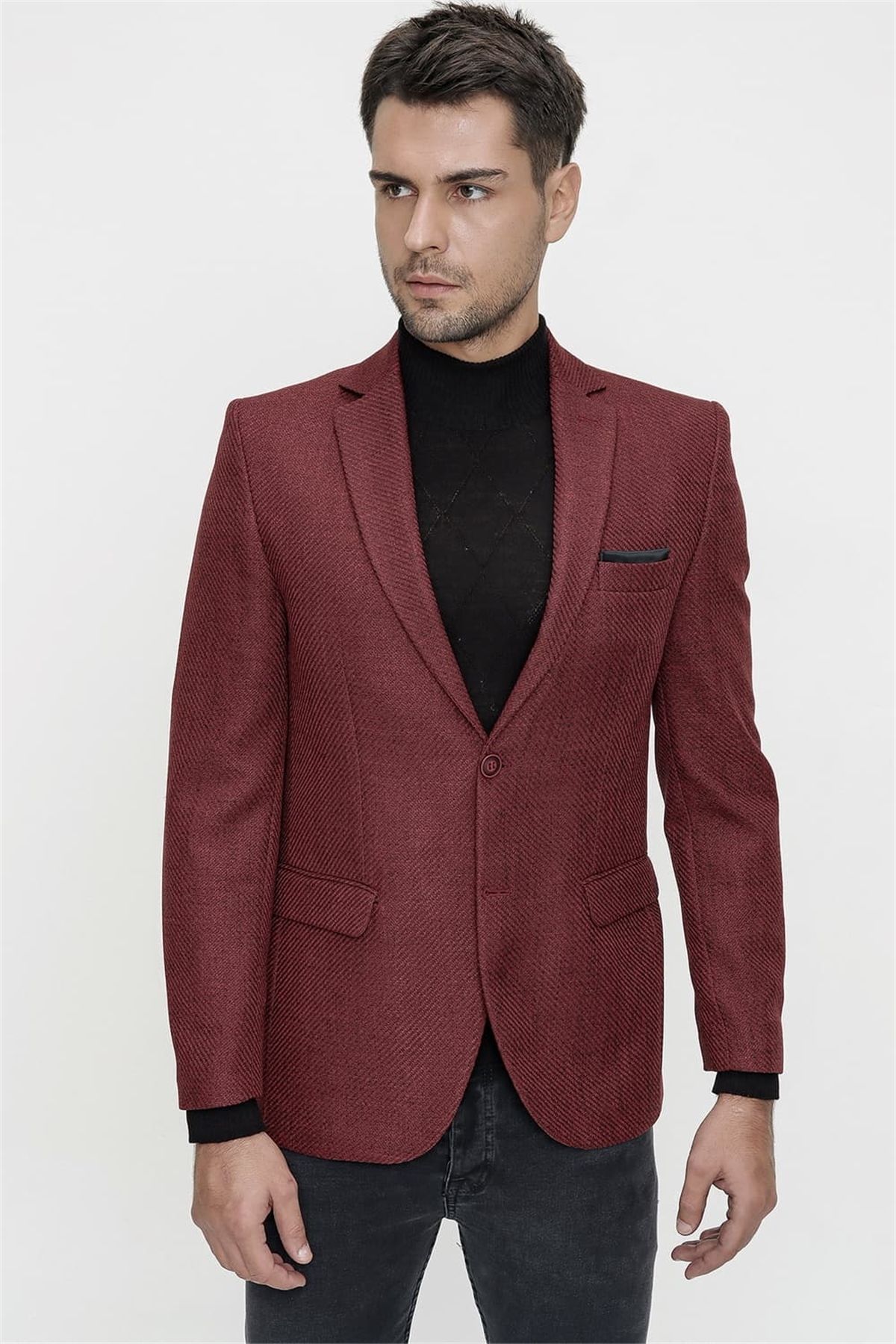 Efor C 595 Slim Fit Бордово-красная спортивная куртка C595K07021