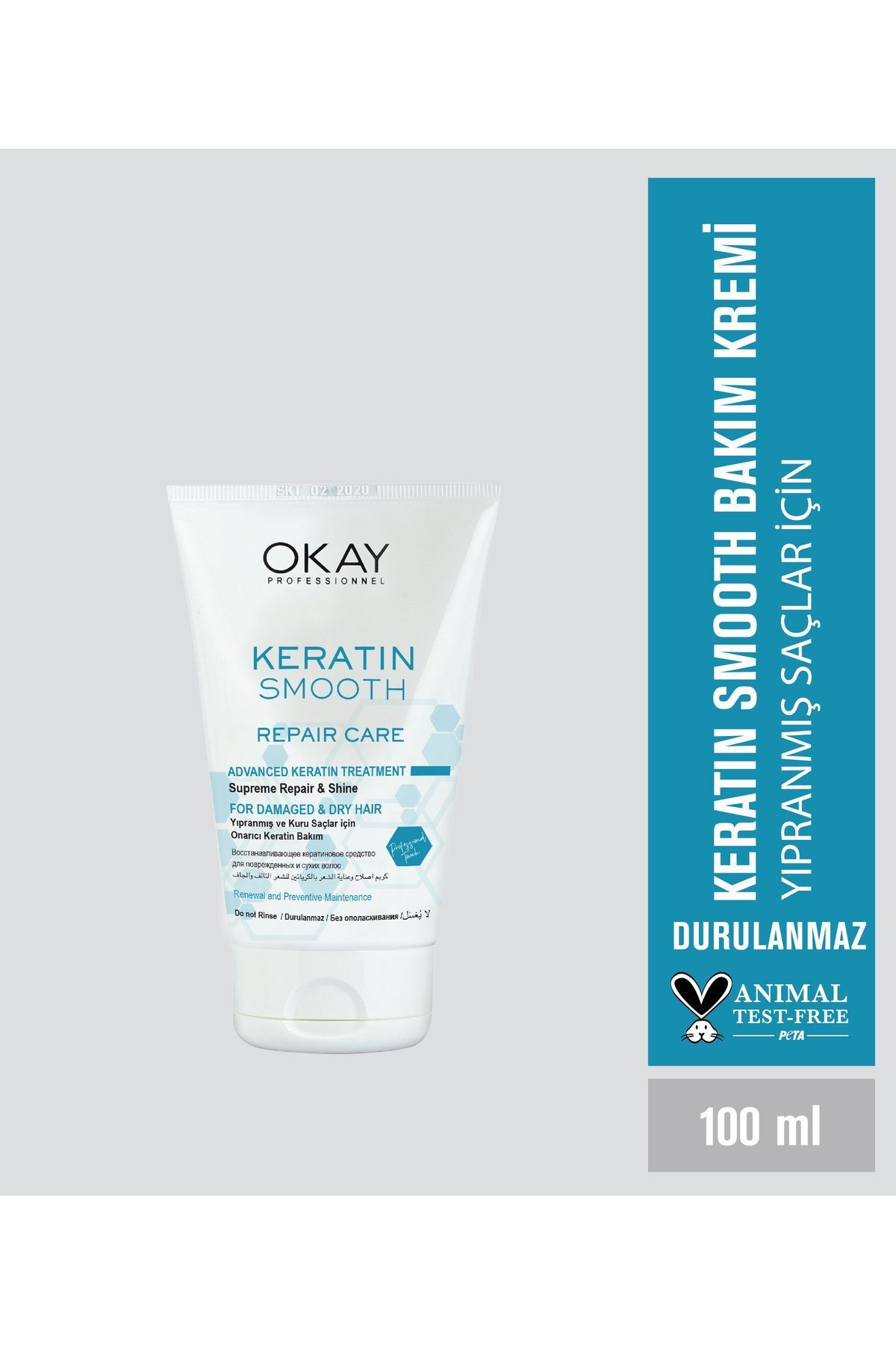 OKAYPROFESSIONNEL KERATIN SMOOTH Repair Care Cream НЕСМЫВАЕМЫЙ 100 мл (для очень сухих и поврежденных волос) OTR133 KERATIN CARE