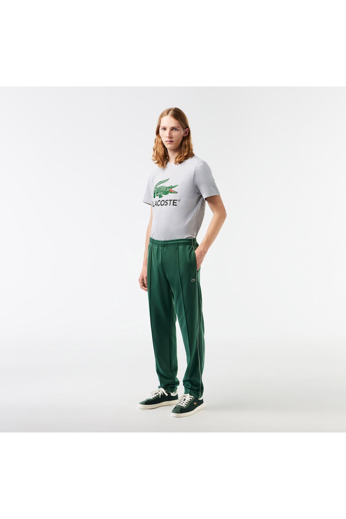 Lacoste Мужские зеленые спортивные штаны стандартного кроя в полоску XH1412