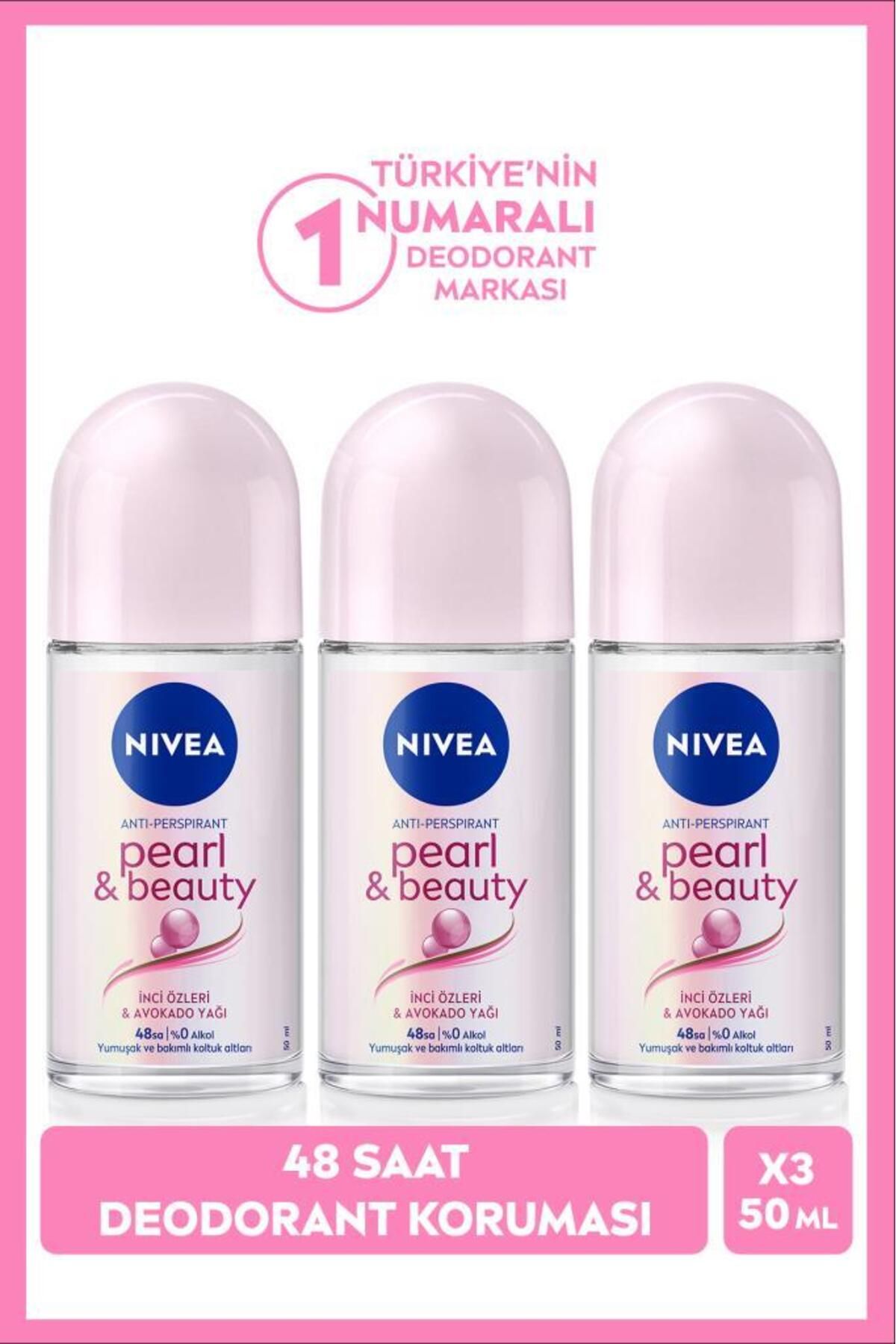 Женский шариковый дезодорант NIVEA Pearl&Beauty 50 мл, защита 48 часов, 3 шт. НАБОР.NVE.968