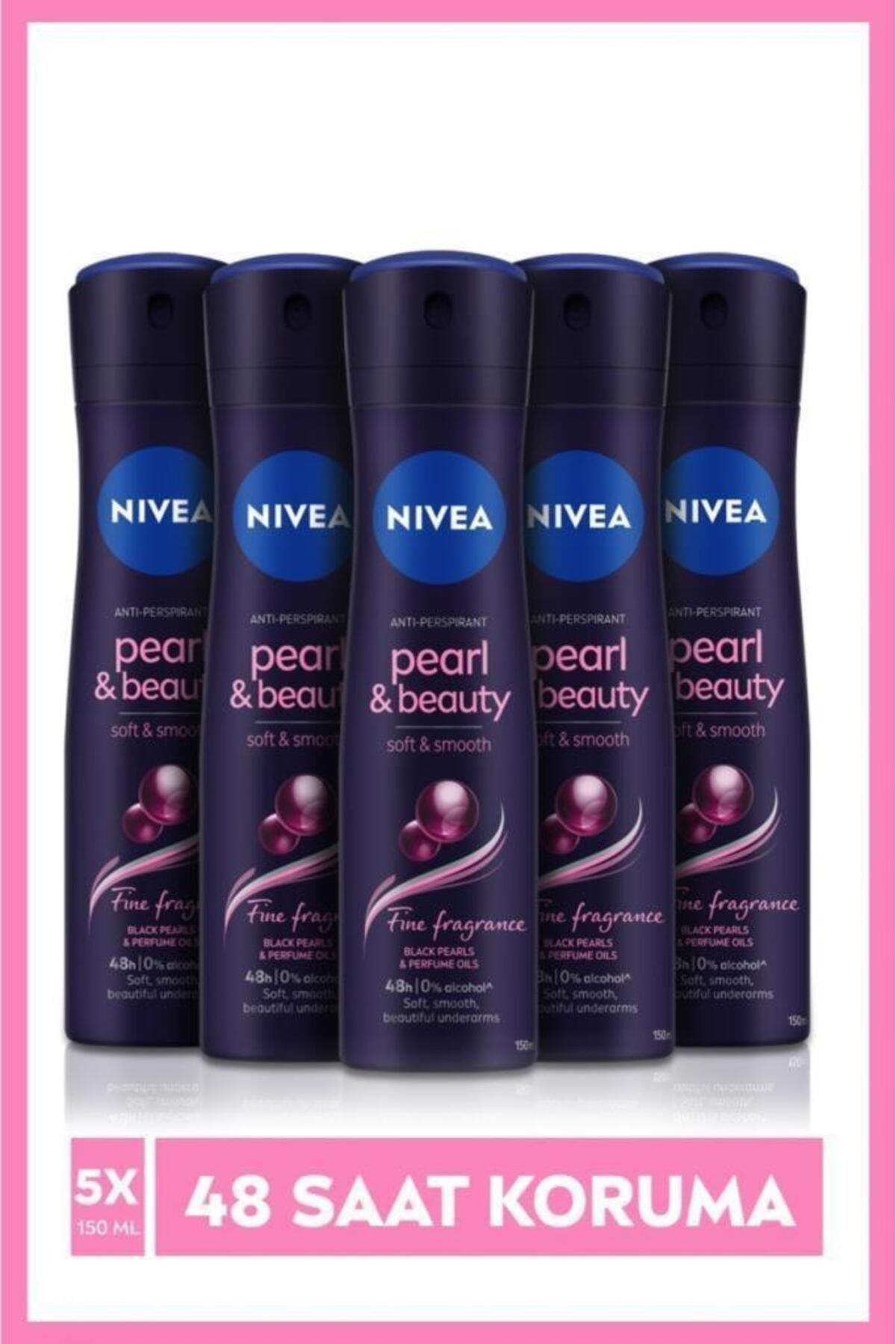 Женский дезодорант-спрей NIVEA Pearl&beauty Fine Fragrances, защита от пота, 48 часов, 150 млx5 НАБОР.NVE.872