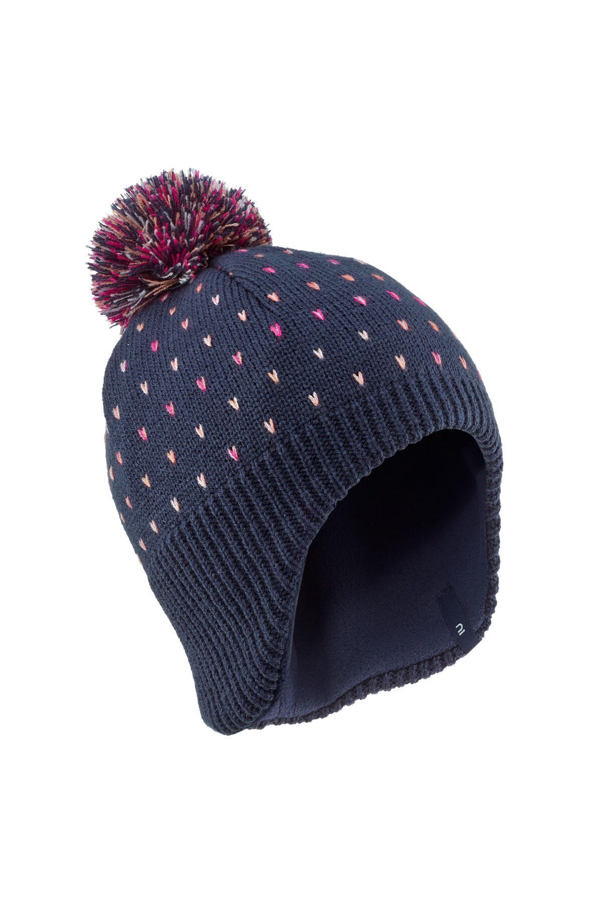 Decathlon-Wedze Children's Ski Cap - Navy Blue - Flap 1