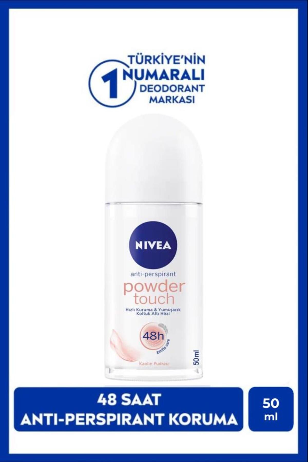 Женский шариковый дезодорант NIVEA Powder Touch, 50 мл, защита от запаха пота, 48 часов, ухоженный вид подмышек 68648