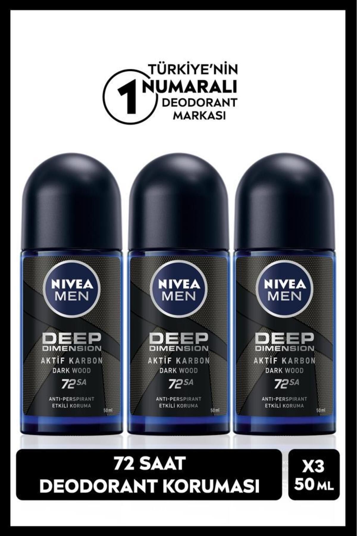 Мужской шариковый дезодорант NIVEA MEN Deep Dimension, 50 мл, защита 48 часов, 3 шт. НАБОР.NVE.964