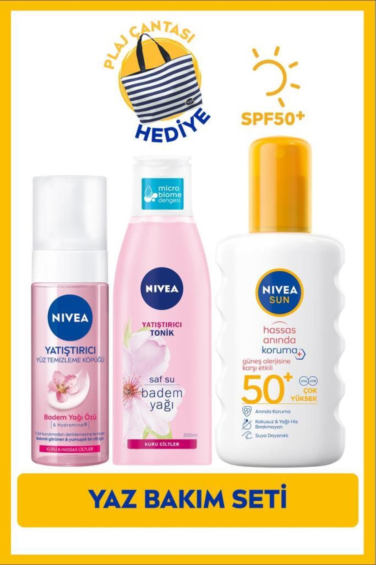 NIVEA Sensitive Protection & Moisturizing Sun Spray Spf50 200 мл Очищающая пенка для чувствительной кожи N SET.NVE.479