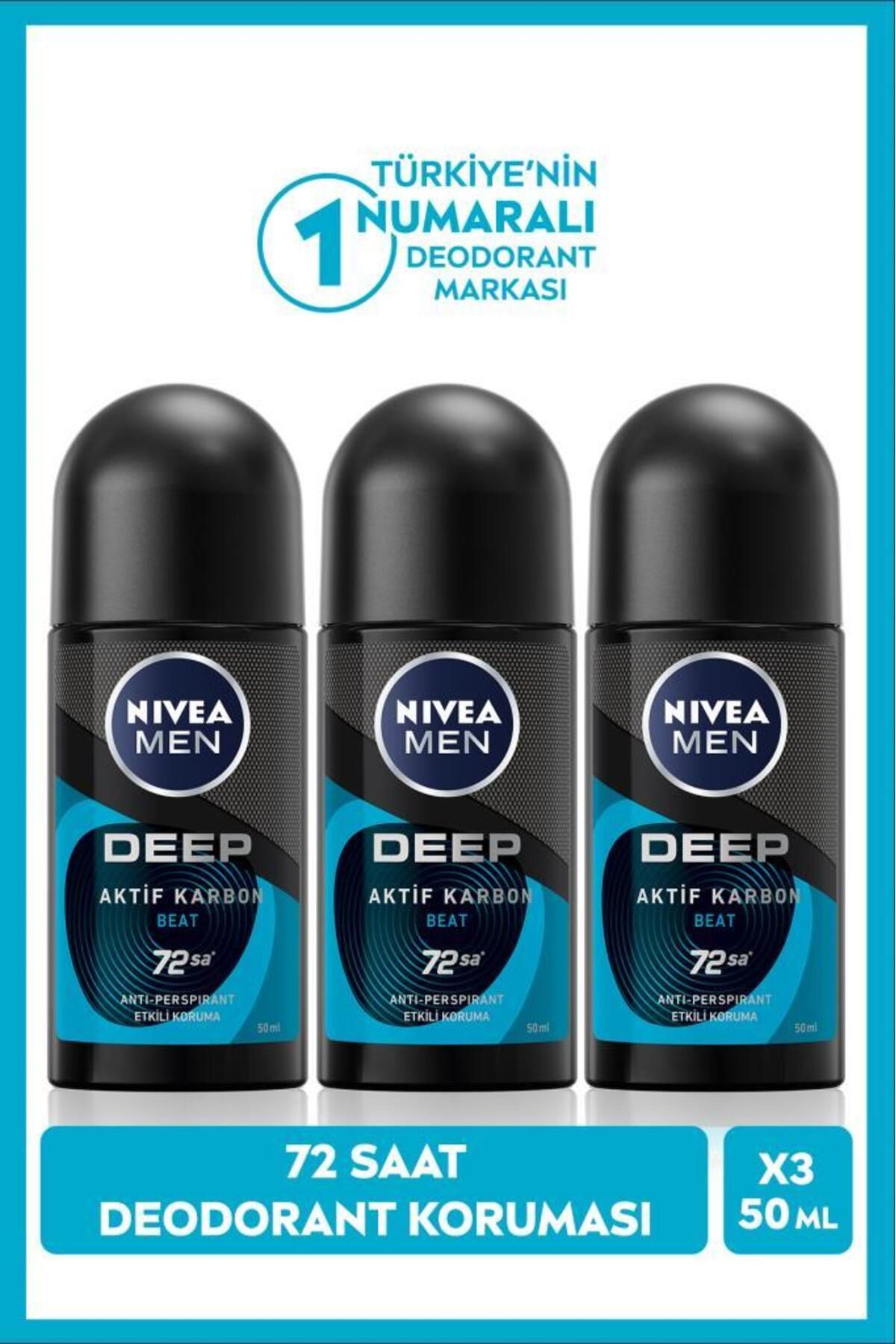 Мужской шариковый дезодорант NIVEA MEN Deep Beat, 50 мл, защита 72 часа, набор из 3 предметов SET.NVE.967