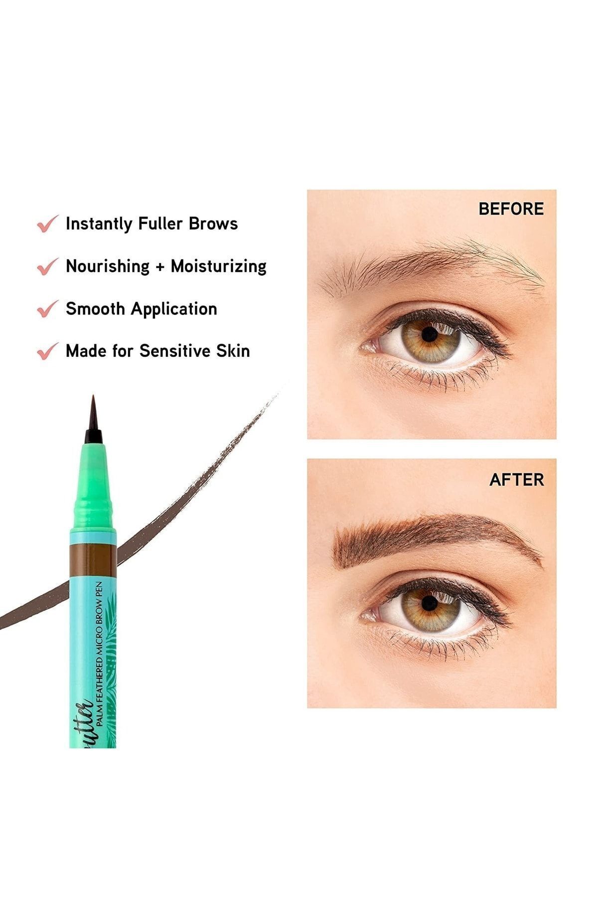 Physicians Formula-Butter Palm Microblading Dark Brown Palm Feathered Bristle Technique Eyebrow Makeup Pen Vegan 3