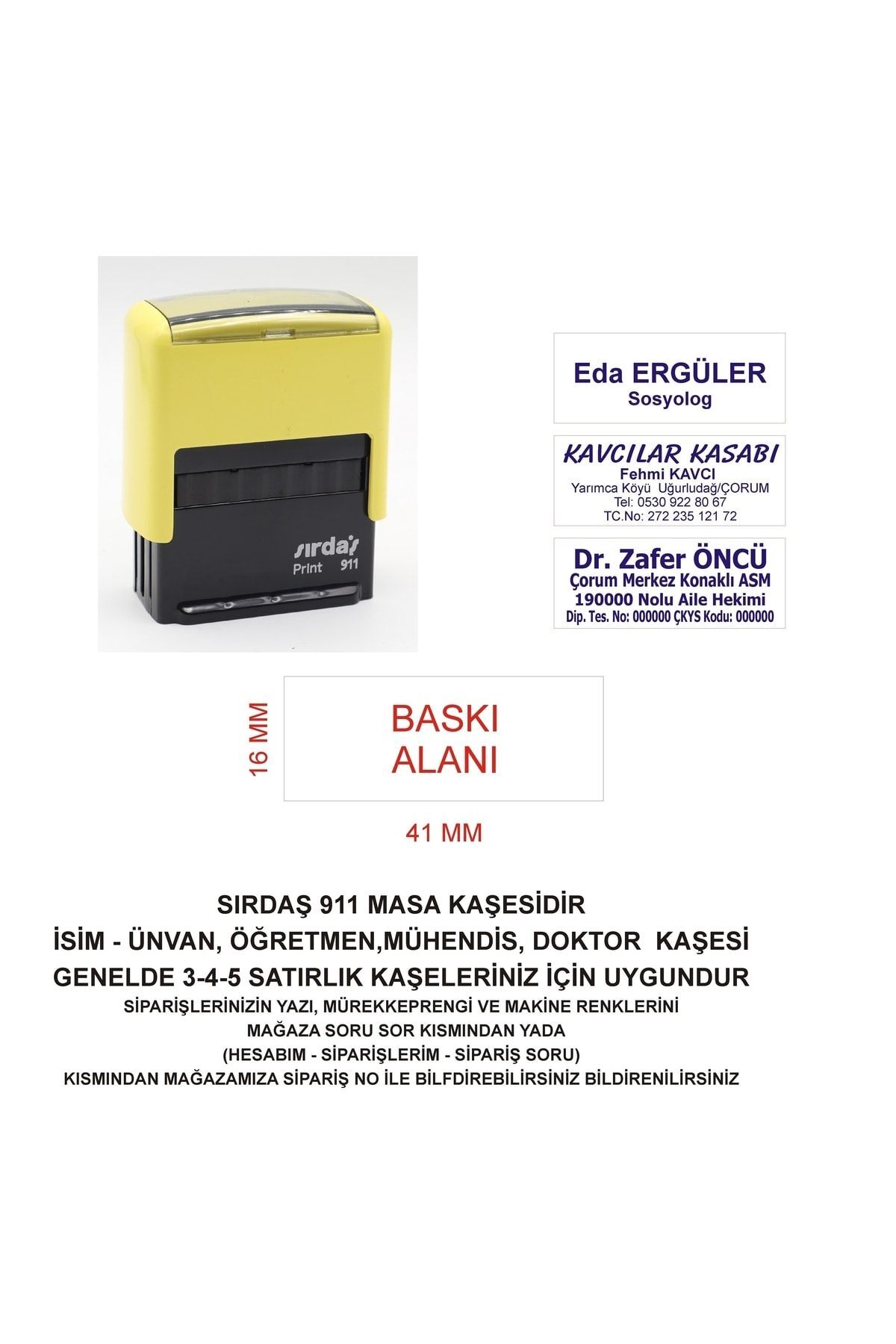 Sırdaş 911 Isim Ünvan Kaşesi -sarı Makina