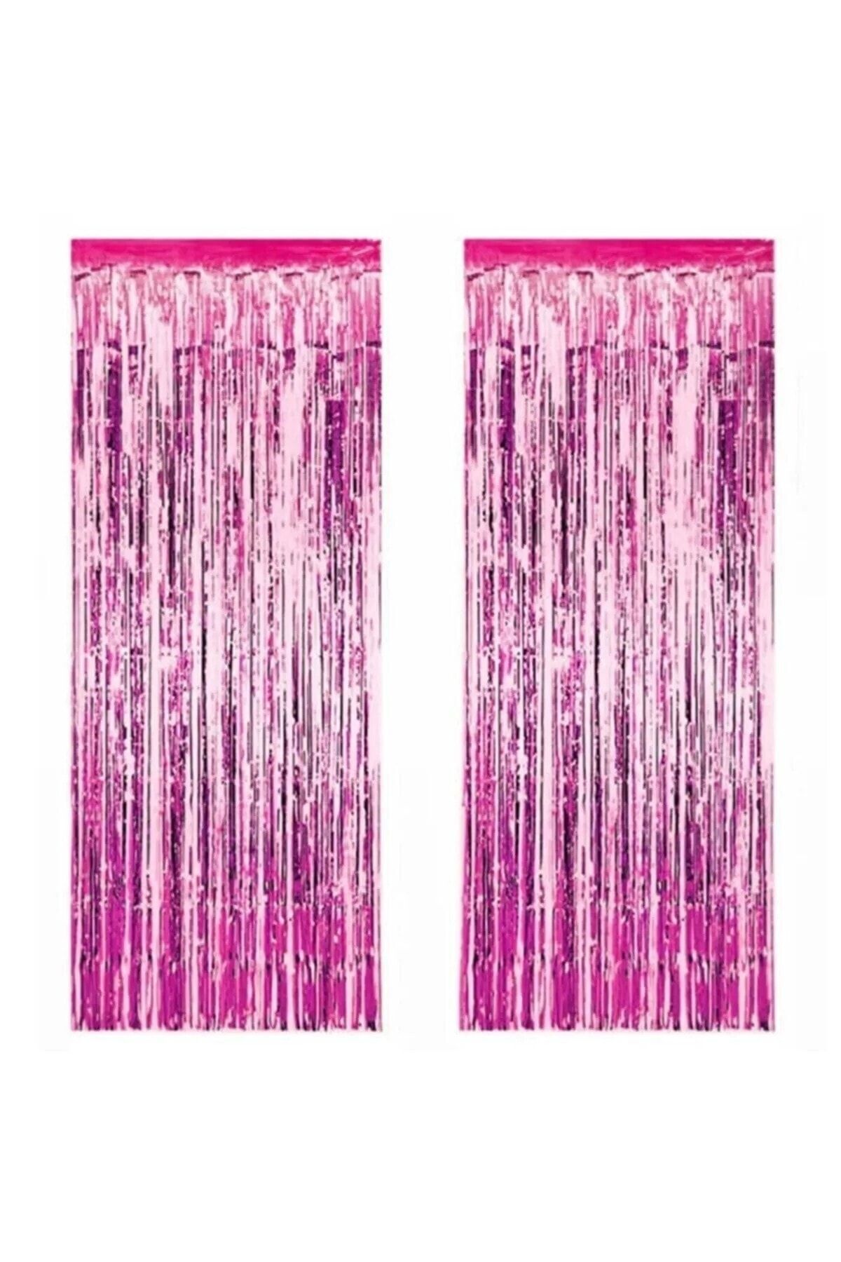 Genel Markalar Püsküllü Parti Arka Fon - Kapı Duvar Perdesi Fuşya