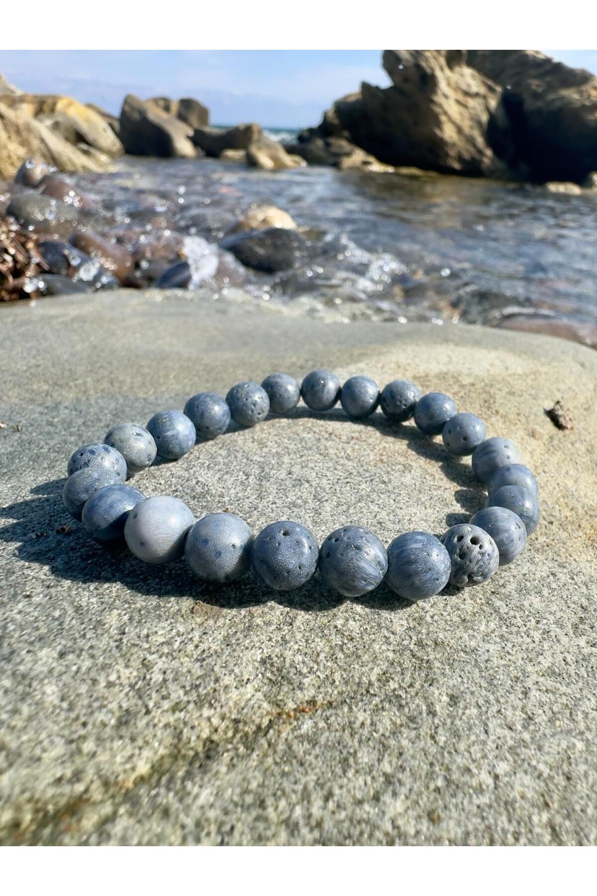 Gokceada 8 Mm Blue Coral Stone Men s and Women s Natural Bracelet A Quality Trendyol