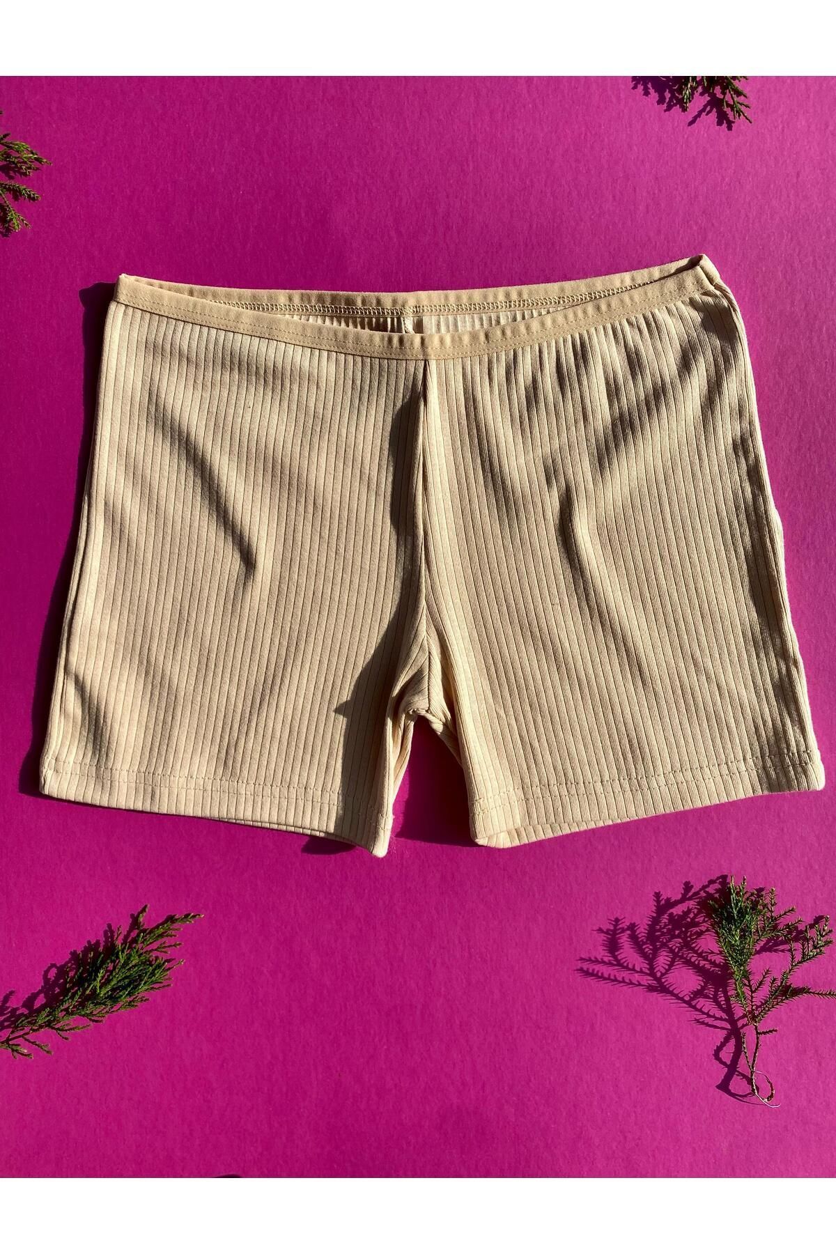VicTroy-Pantaloni scurți din bumbac, 4 piese, negru și cafeniu, cu nervuri pentru femei - Chiloți 50V19 2