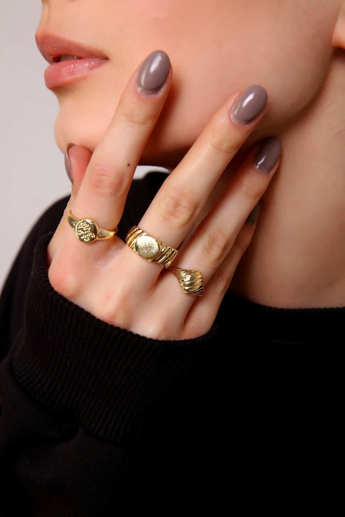 ensemble de bagues vintage couleur or pour femmes