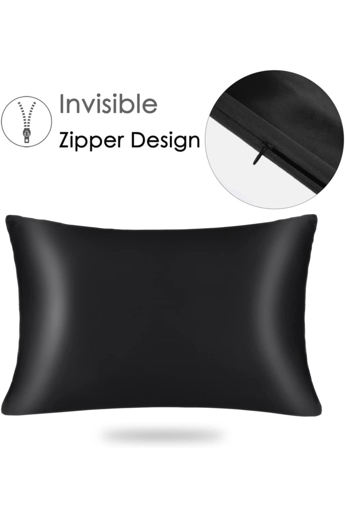 Tinybabyconcept-100% satin de mătase 50x70 cm 2 fețe de pernă și 2 catarame Culoare neagră 2