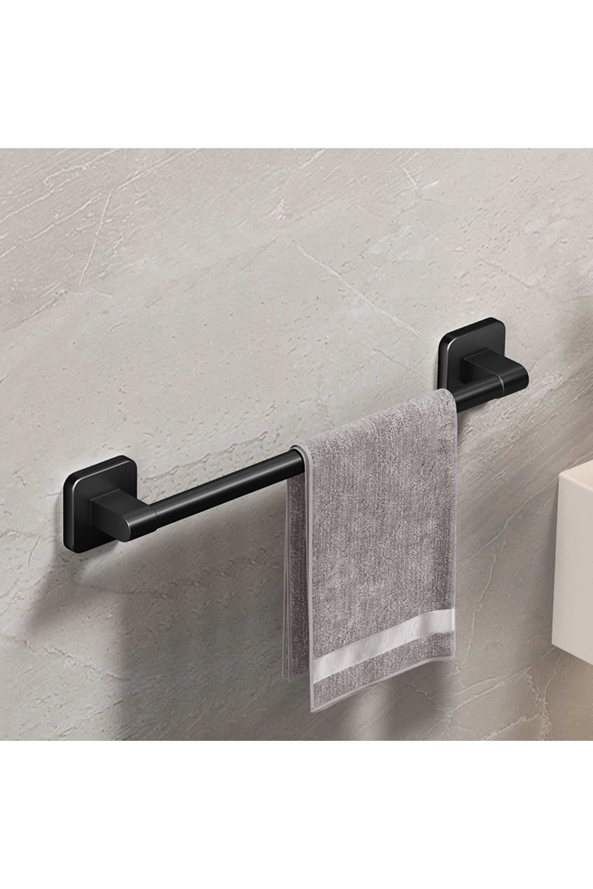 Choice Bathroom Towel Holder White Without Drilling Bathroom Black Towel Rack Towel Bar Self-Adhesive Ba...