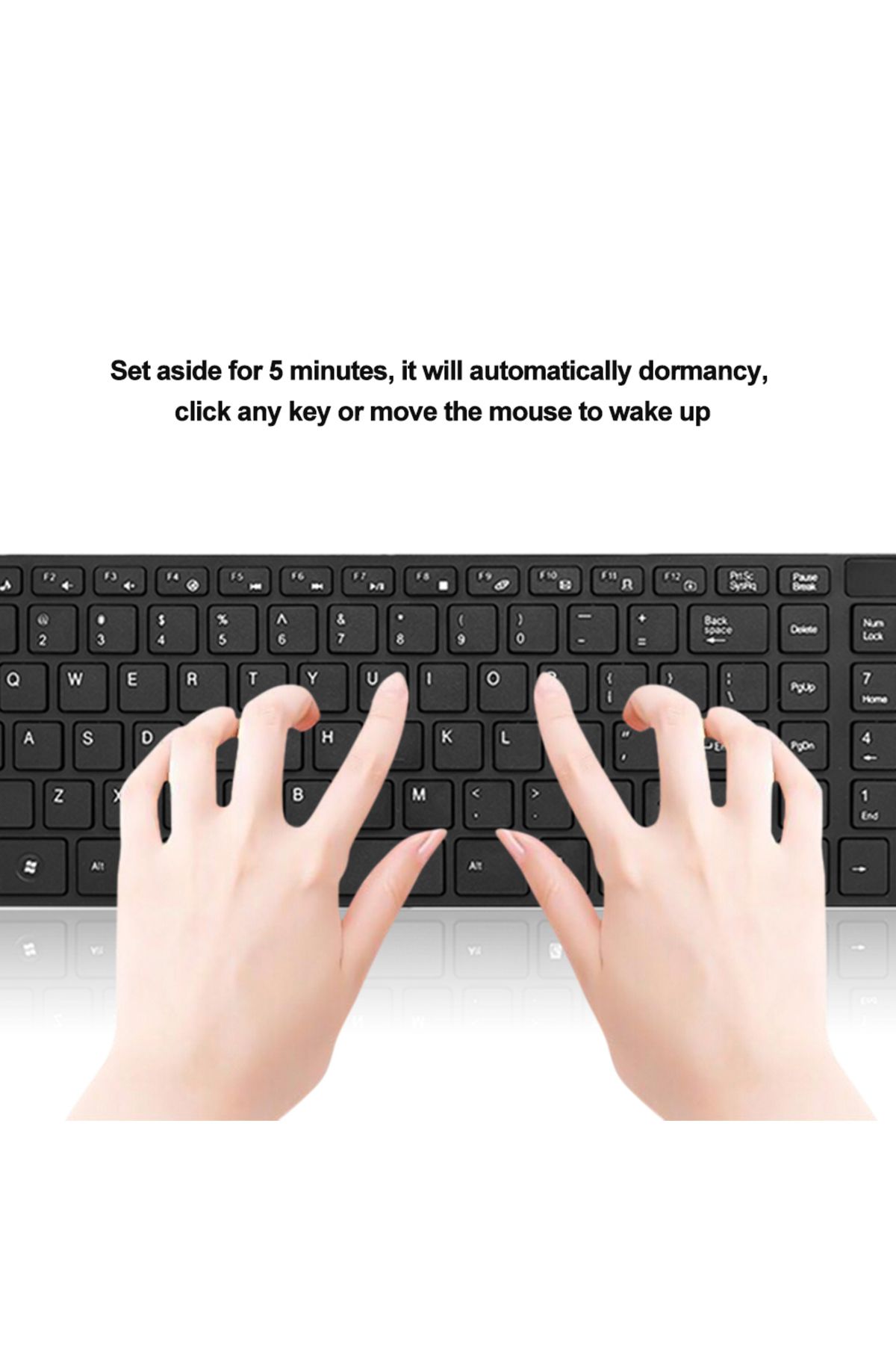 Arealer-K-06 2.4G Wireless Keyboard and Mouse Combo Computer Keyboard with Mouse Plug and Play Black Keyb... 4