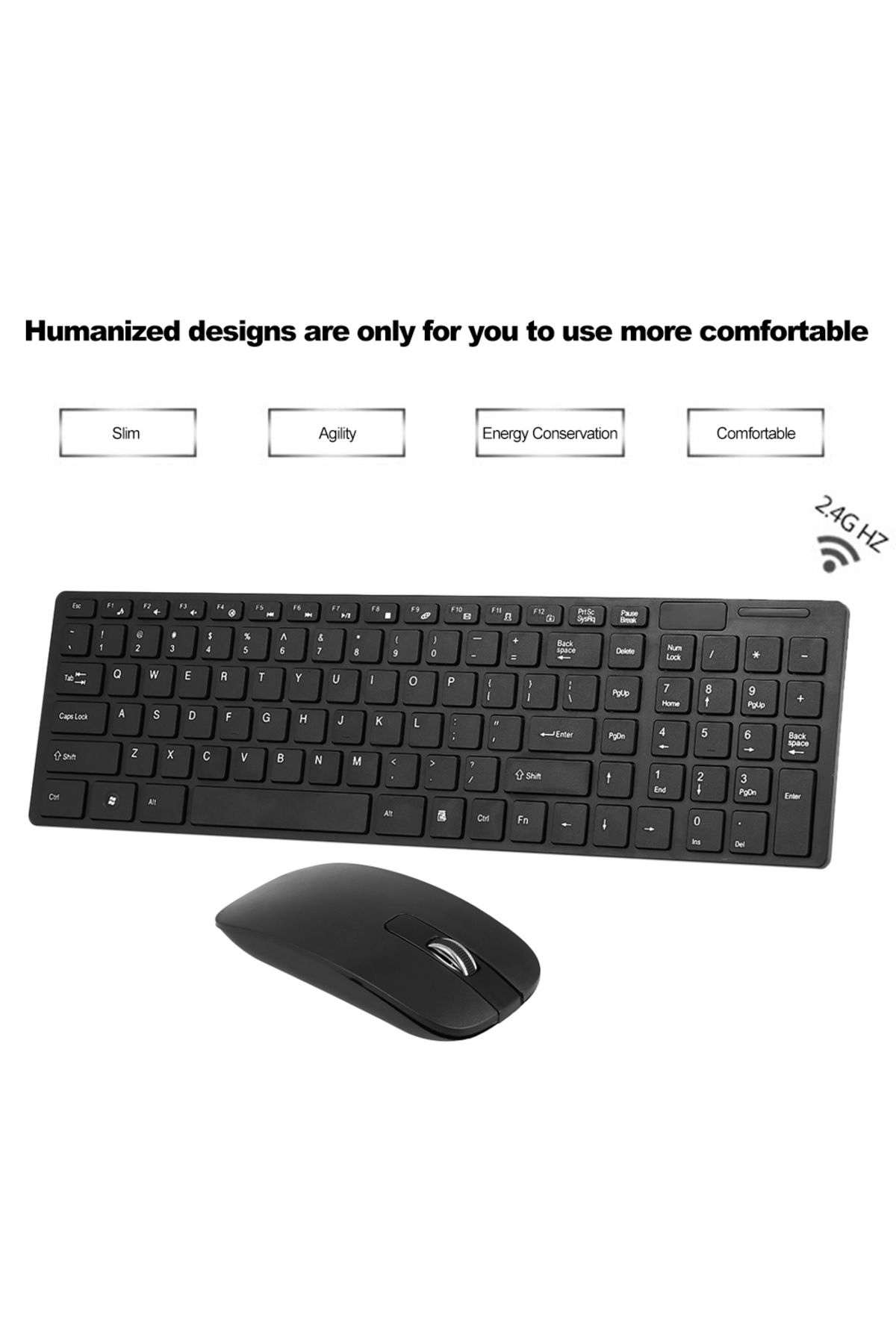 Arealer-K-06 2.4G Wireless Keyboard and Mouse Combo Computer Keyboard with Mouse Plug and Play Black Keyb... 3