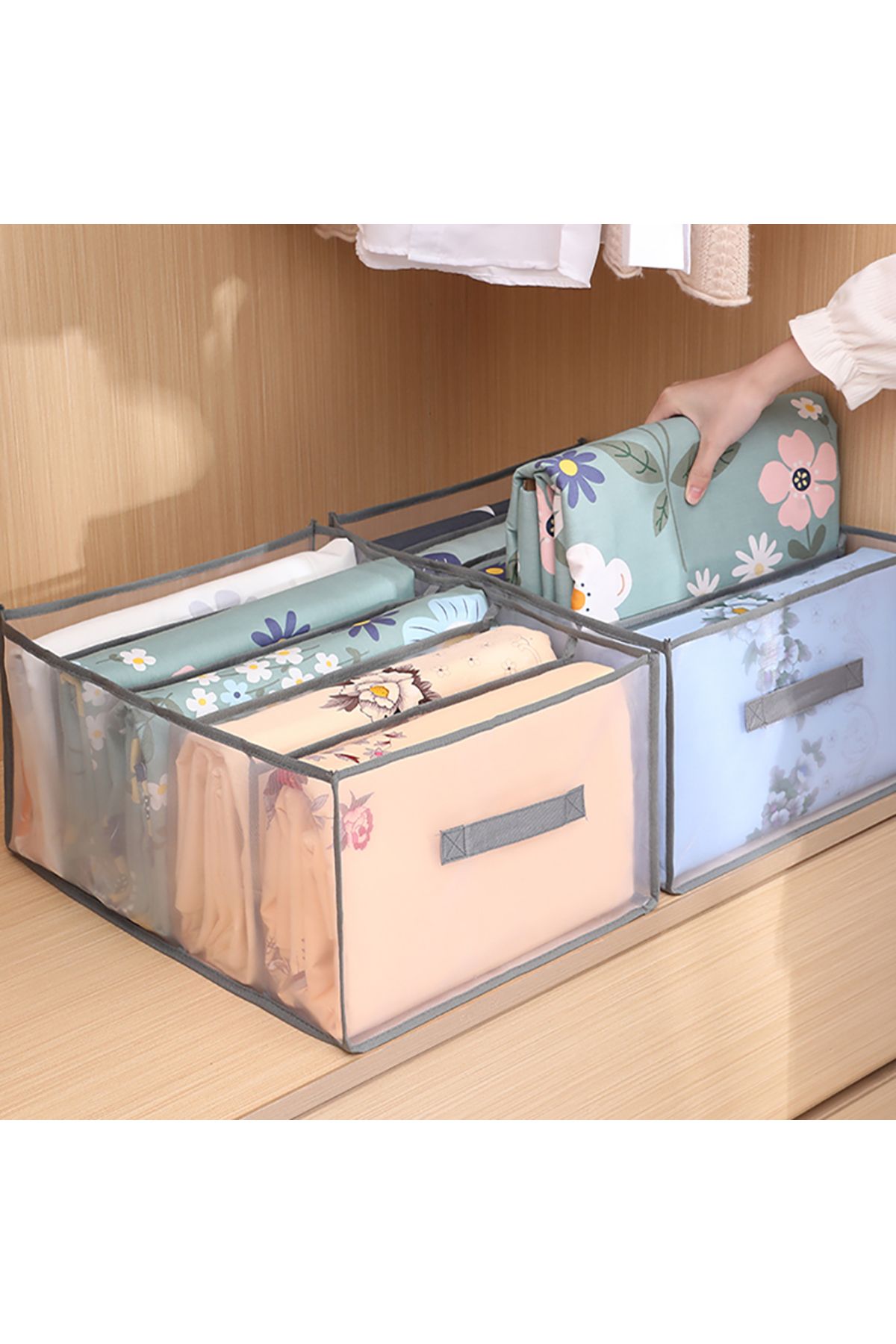 Choice-Large Capacity Quilt Cover Storage 5 Grids Bed Sheet Down Jacket Bath Towel Organizer Mesh Compar... 4