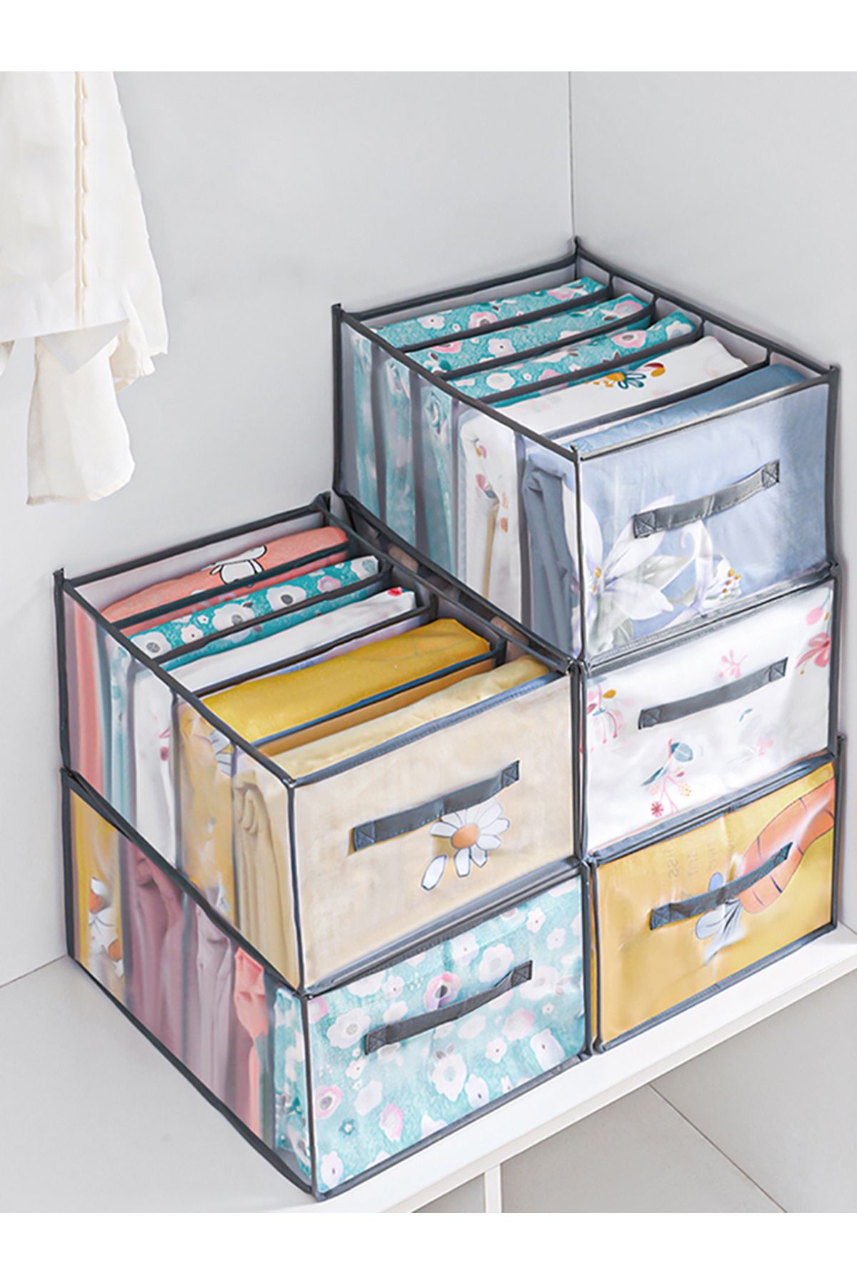 Choice-Large Capacity Quilt Cover Storage 5 Grids Bed Sheet Down Jacket Bath Towel Organizer Mesh Compar... 8