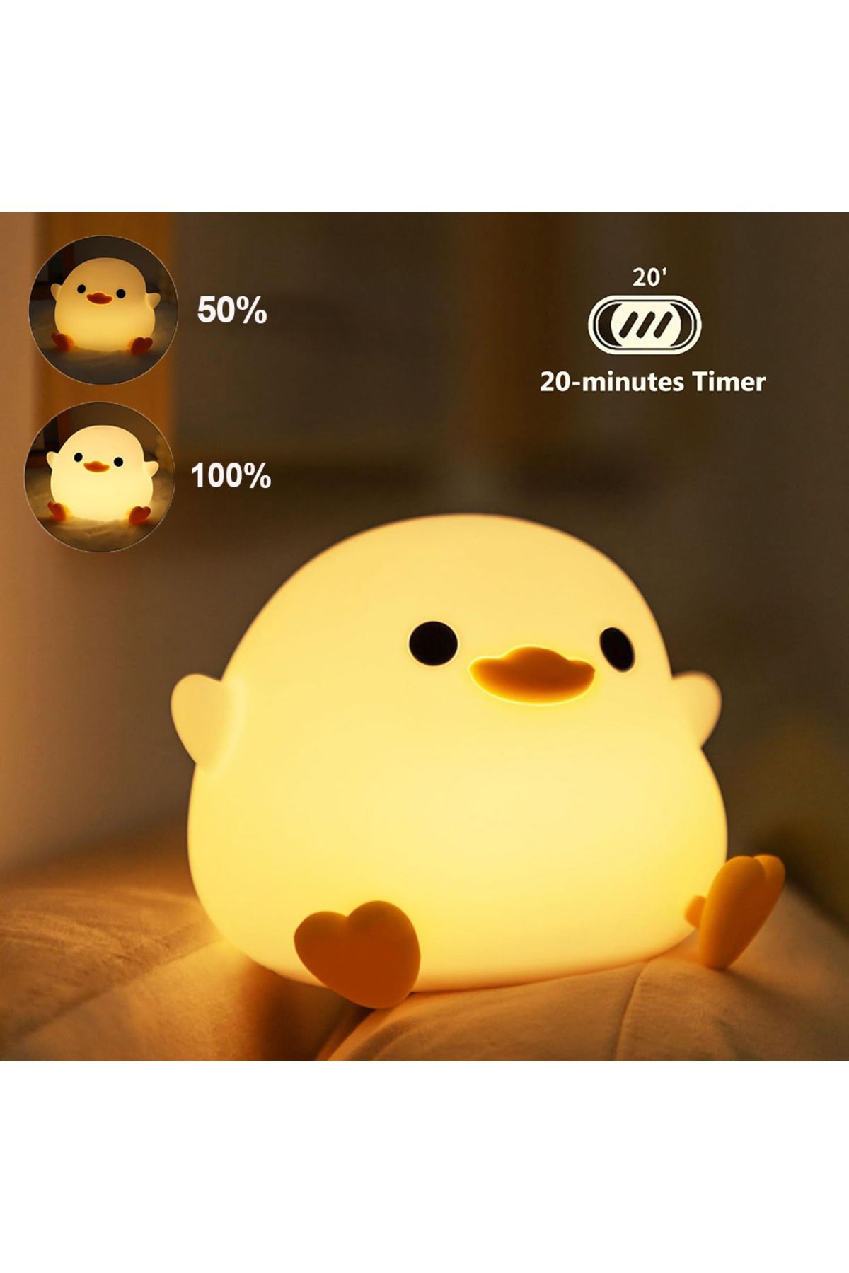 JGT-DoDo Duck Night Light Silicone Dimmable USB Rechargeable LED Bedside Lamp 20 Minutes Timer Touch-... 2