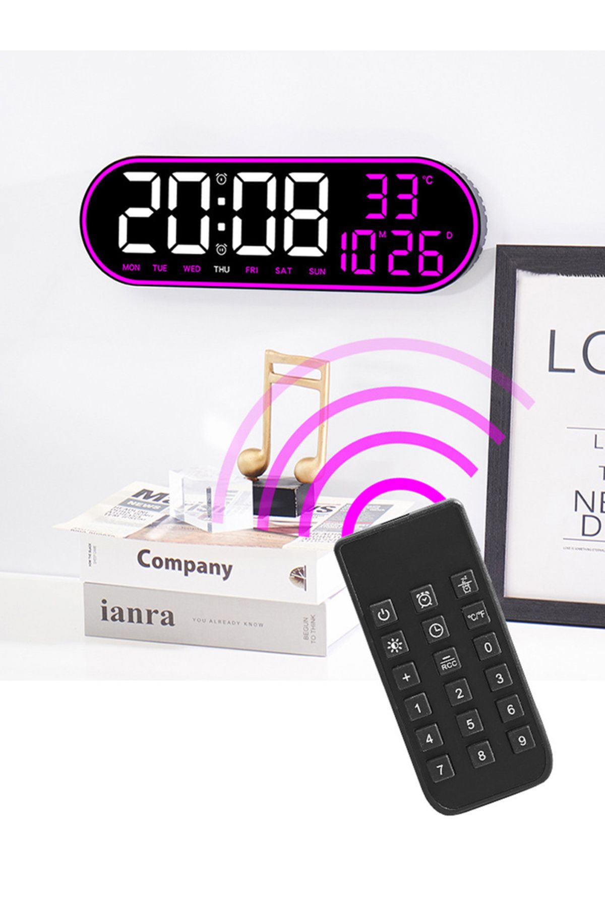 Choice-LED Digital Wall Clock Remote Control Electronic Mute Clock with Temperature Date Week Display 15... 8