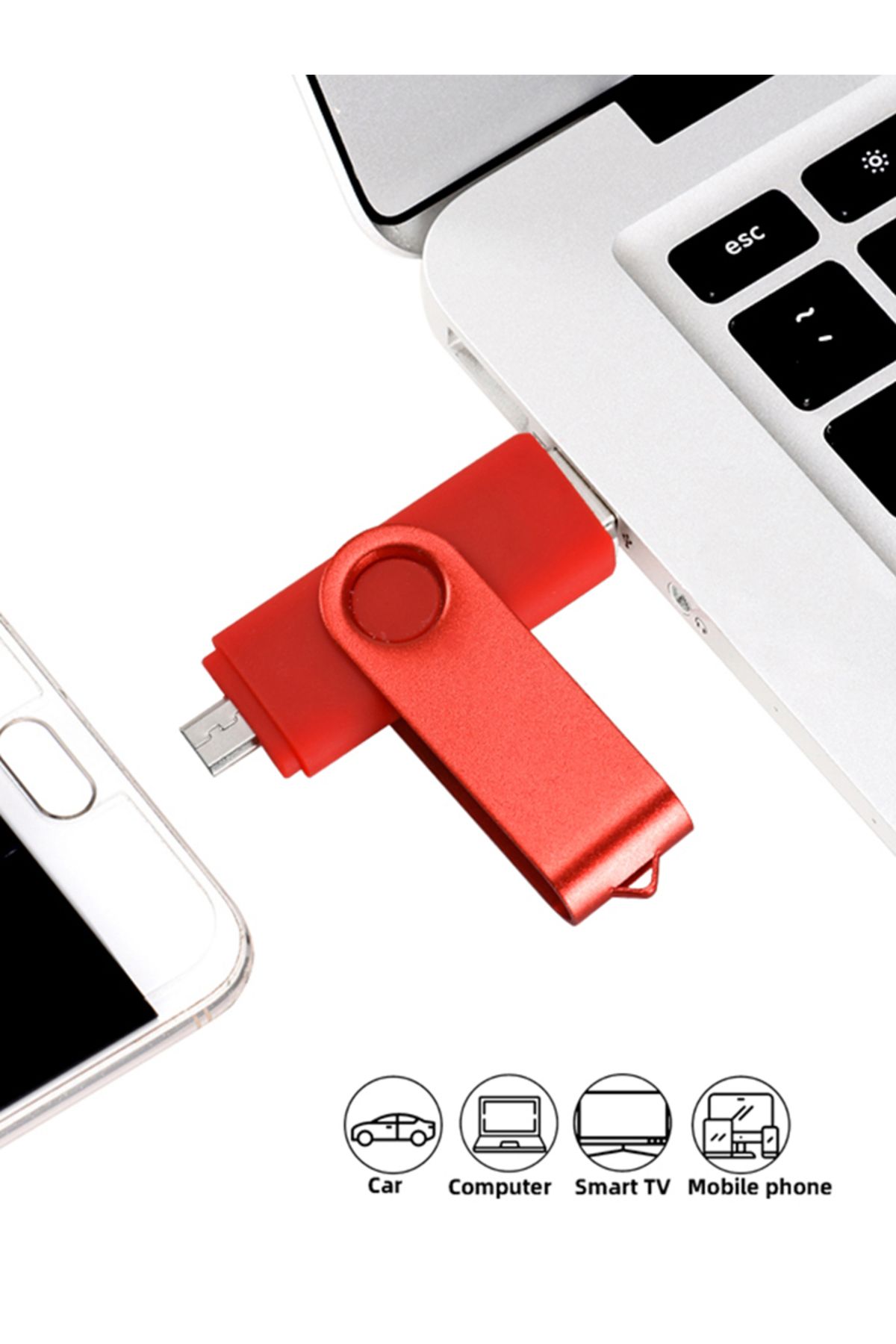 JASTER-TYPE-C USB Flash Drive 128GB 2 in 1 Red Memory Stick 32GB Rotatable Pen Drive 64GB Pendrive for M... 8