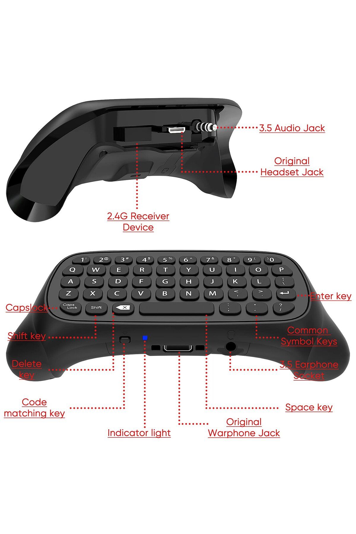 Choice-Controller Keyboard for Xbox Series X/S/One/One S Wireless Chatpad Gaming Keypad with USB Receive... 4