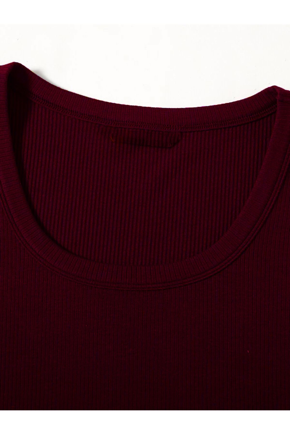 Mad&Calf-U-Neck Ribbed Women's Crop Top - Basic Cotton 3