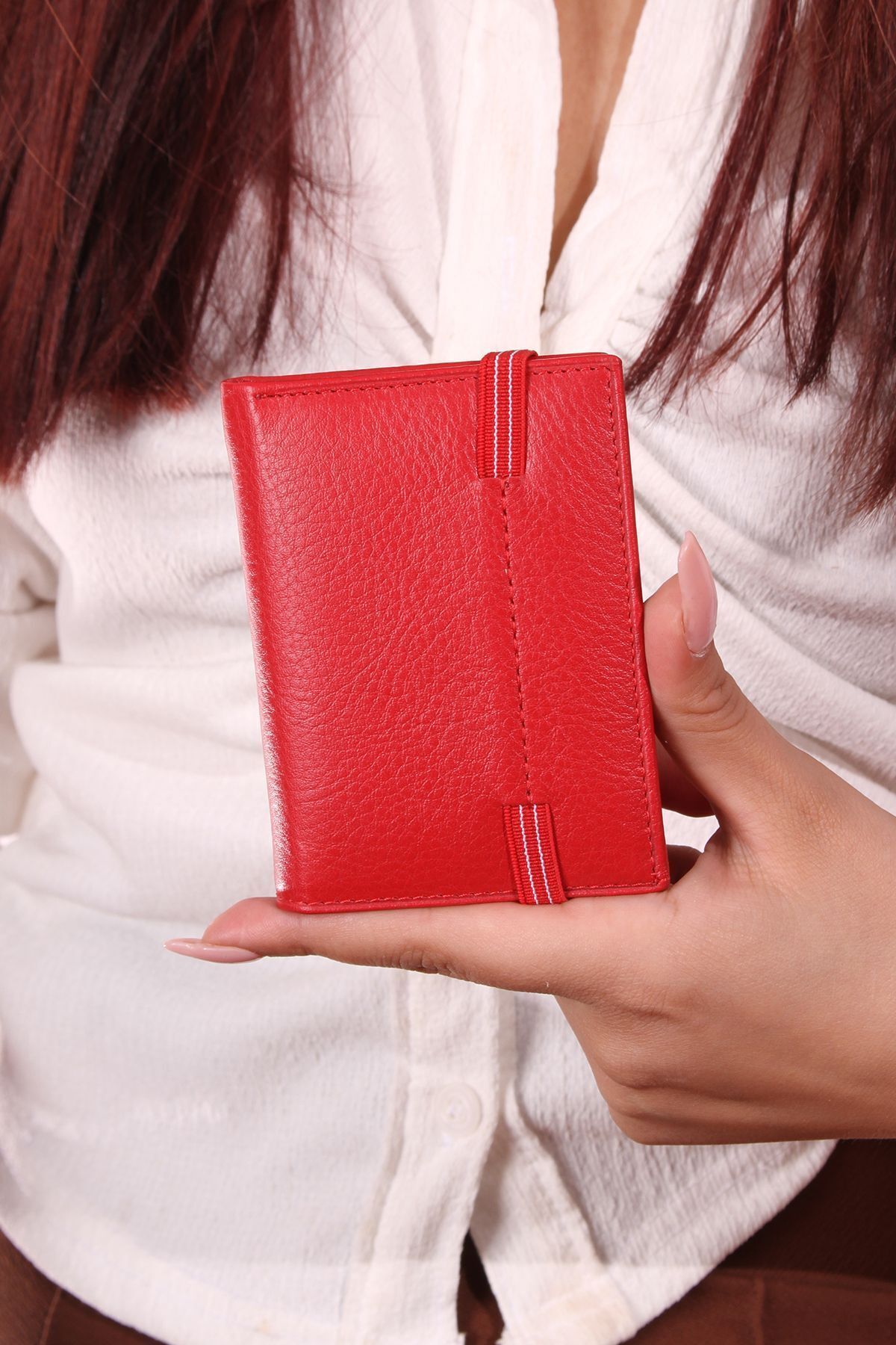 کارت دار مردانه و زنانه 325 یونیسکس ELNINE چرمی HOLDER WALLET RED Grande