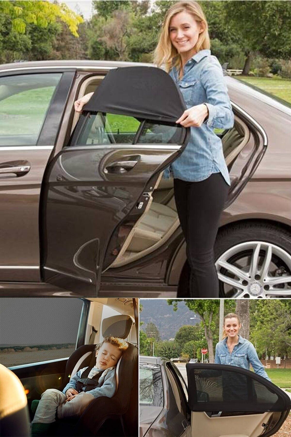 TİNEKE 2 Adet Oto Yan Cam Perdesi Araba Arka Güneşlik Araç Anne Bebek Çocuk Perde Arka Koltuk Emzirme Örtü fotoğrafı 2 (önizleme)