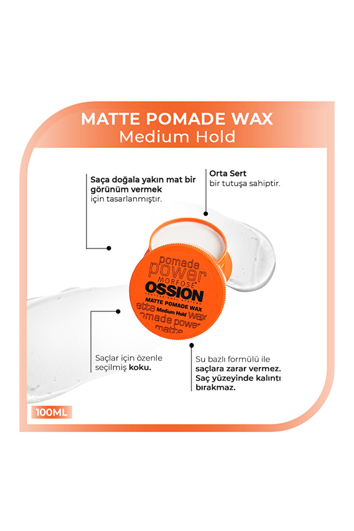 Ossion Matte Pomade Wax 100 ml — GRT2378238 — تصویر 4 از 4