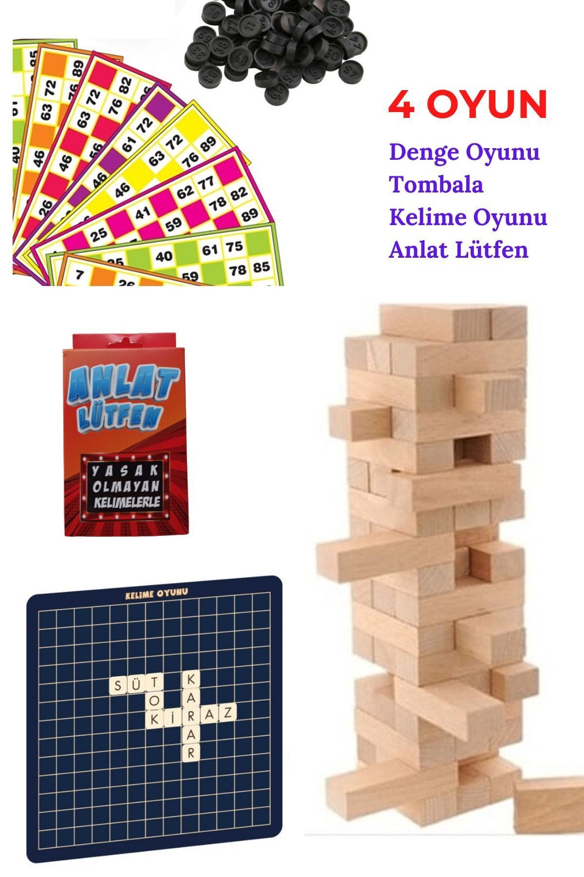 Yılbaşı Oyunları, Yılbaşı Oyun Eğlence Seti, Kelime Denge Oyunu, Tombala, Anlat Lütfen (TONBALA)
