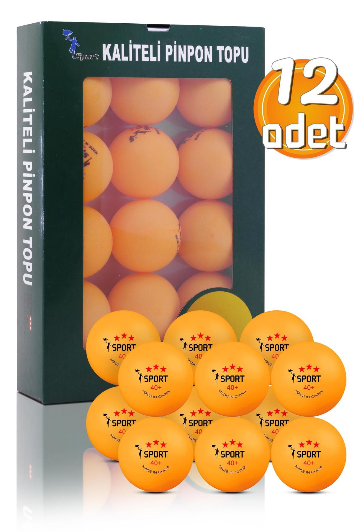 Soft Kare 12 Adet 3 Yıldız Kutulu 40+ Gazlı Pinpon Topu Turuncu Masa Tenisi Topu Pingpong Topu