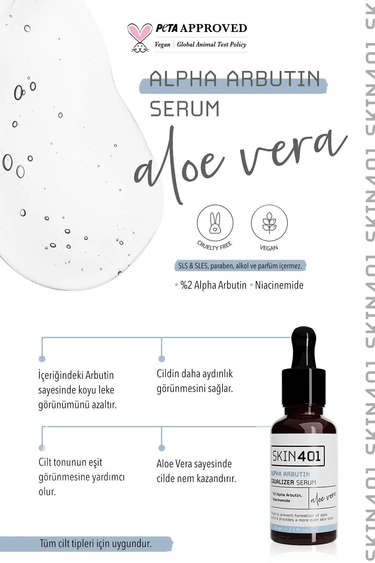 سرم پوست ARBUTIN 2 ٪ تون اکولایزر تن ضد 30 میل Skin401