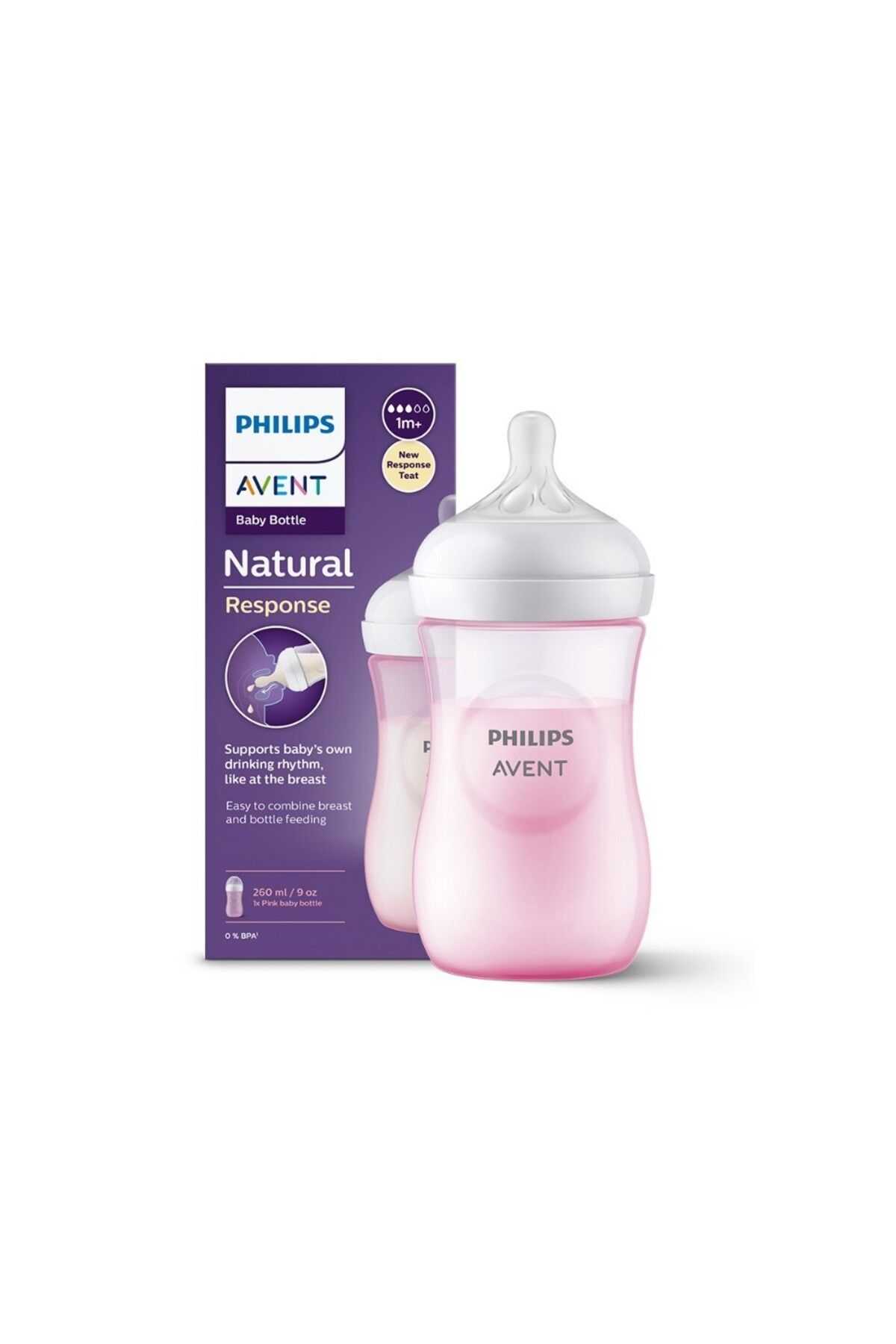 Philips Avent Natural Response Pp Розовая детская бутылочка 1 месяц 260 мл Scy903/11 SCY903/11